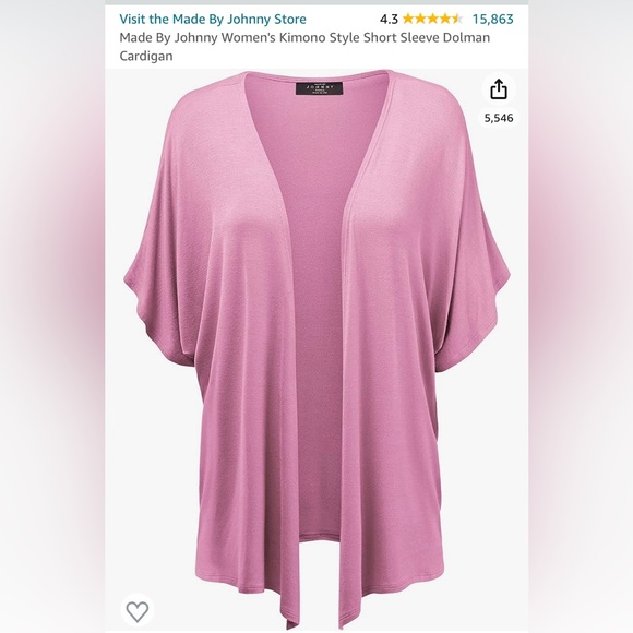 By Johnny Tops - Johnny women’s kimono style shirt sleeve dolman cartigan